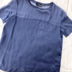 The Kooples Silk Navy Blue T shirt with pocket